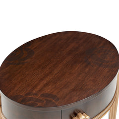 Camellia Field Warm Pecan End Table with Drawer - Ornate Home