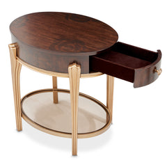 Camellia Field Warm Pecan End Table with Drawer - Ornate Home