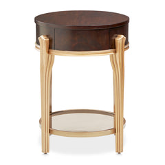 Camellia Field Warm Pecan End Table with Drawer - Ornate Home