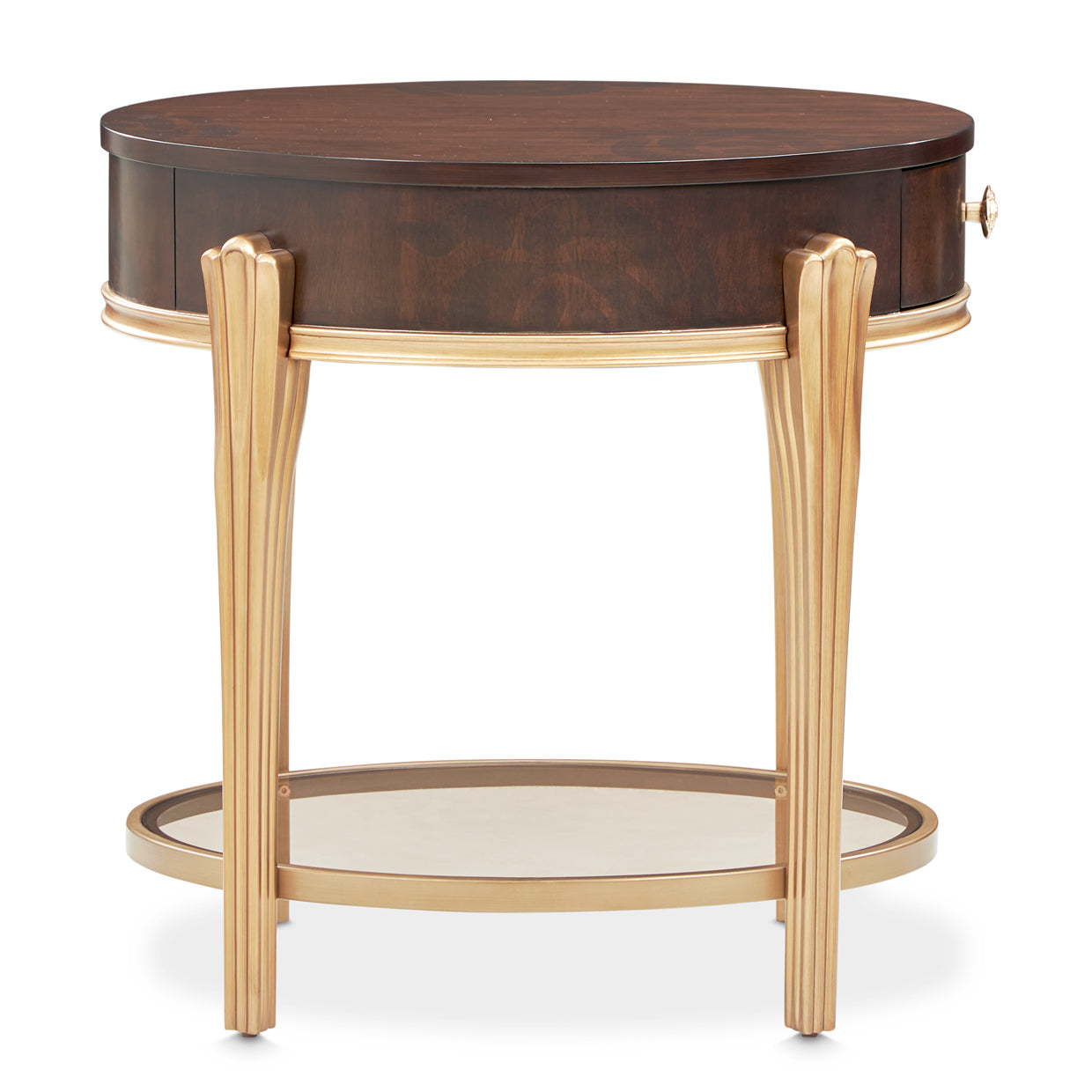 Camellia Field Warm Pecan End Table with Drawer - Ornate Home