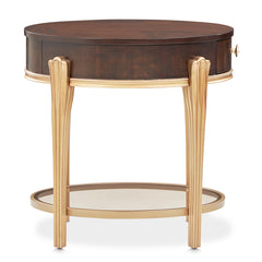 Camellia Field Warm Pecan End Table with Drawer - Ornate Home