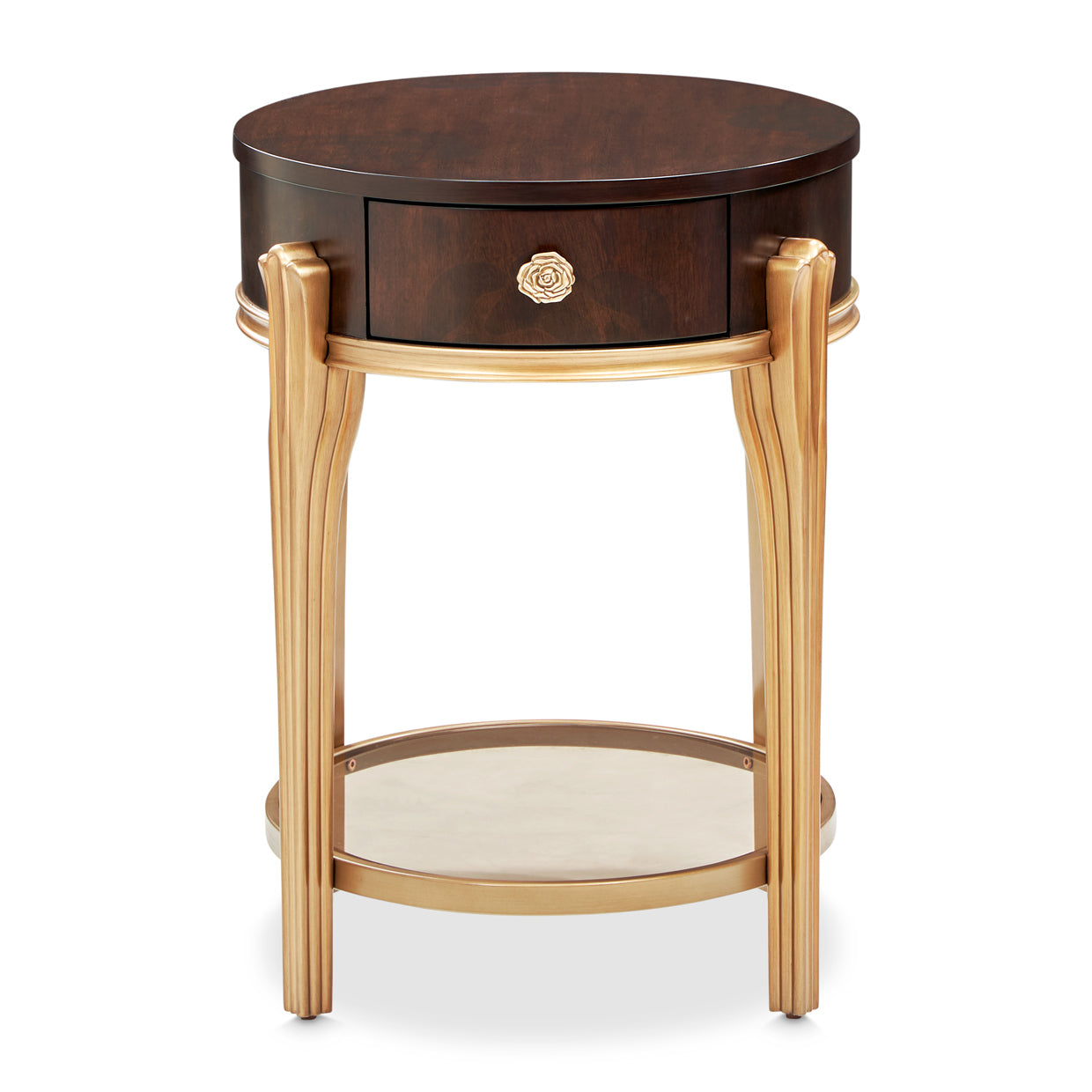 Camellia Field Warm Pecan End Table with Drawer - Ornate Home