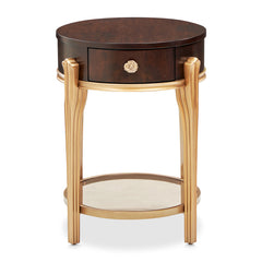 Camellia Field Warm Pecan End Table with Drawer - Ornate Home