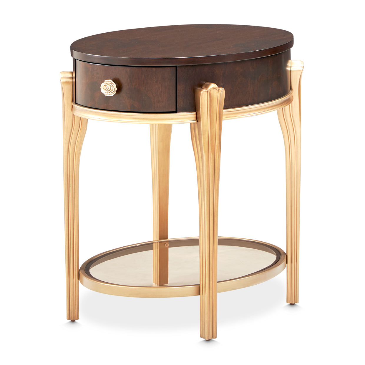 Camellia Field Warm Pecan End Table with Drawer - Ornate Home