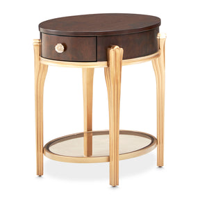 Camellia Field Warm Pecan End Table with Drawer - Ornate Home