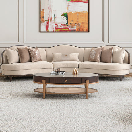 Camellia Field Warm Pecan/Linen Chenille Sofa - Ornate Home