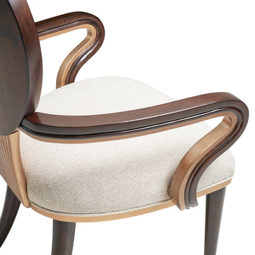 Camellia Field Warm Pecan/Linen Dining Arm Chair (Set of 2) - Ornate Home