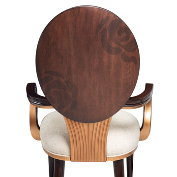Camellia Field Warm Pecan/Linen Dining Arm Chair (Set of 2) - Ornate Home