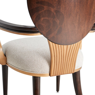 Camellia Field Warm Pecan/Linen Dining Arm Chair (Set of 2) - Ornate Home