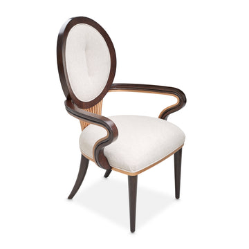 Camellia Field Warm Pecan/Linen Dining Arm Chair (Set of 2) - Ornate Home