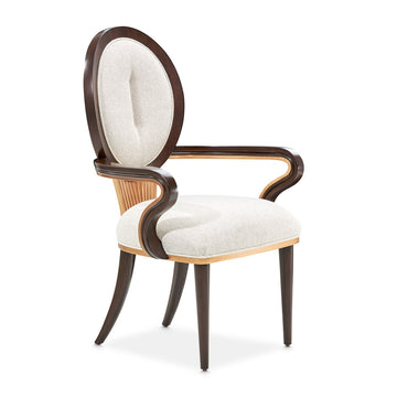 Camellia Field Warm Pecan/Linen Dining Arm Chair (Set of 2) - Ornate Home