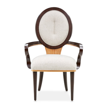 Camellia Field Warm Pecan/Linen Dining Arm Chair (Set of 2) - Ornate Home