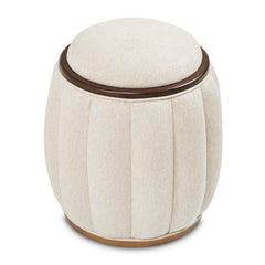 Camellia Field Warm Pecan/Linen Round Bench - Ornate Home