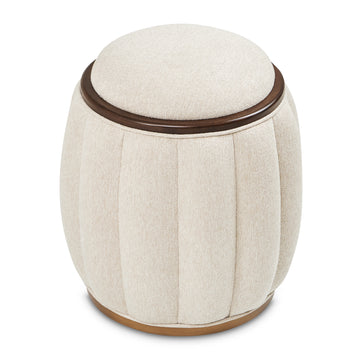 Camellia Field Warm Pecan/Linen Round Bench - Ornate Home
