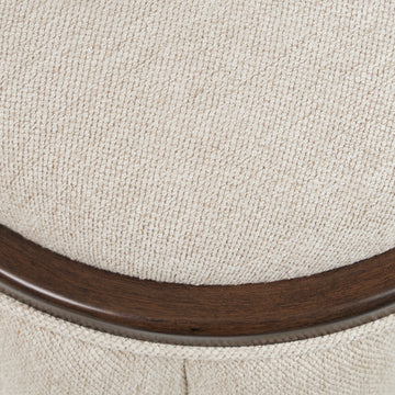 Camellia Field Warm Pecan/Linen Round Bench - Ornate Home