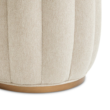 Camellia Field Warm Pecan/Linen Round Bench - Ornate Home