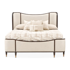 Camellia Field Warm Pecan/Linen Upholstered Bed - Ornate Home