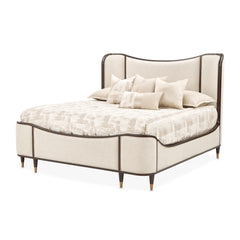 Camellia Field Warm Pecan/Linen Upholstered Bed - Ornate Home