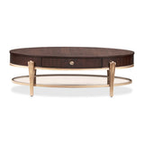 Camellia Field Warm Pecan Oval Cocktail Table - Ornate Home