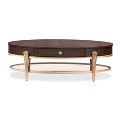 Camellia Field Warm Pecan Oval Cocktail Table - Ornate Home
