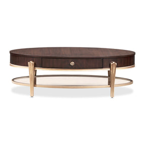 Camellia Field Warm Pecan Oval Cocktail Table - Ornate Home