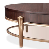 Camellia Field Warm Pecan Oval Cocktail Table - Ornate Home