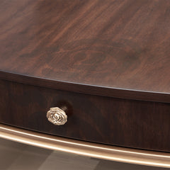 Camellia Field Warm Pecan Oval Cocktail Table - Ornate Home