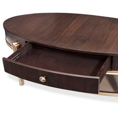 Camellia Field Warm Pecan Oval Cocktail Table - Ornate Home