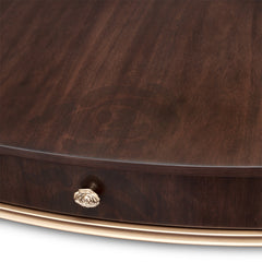 Camellia Field Warm Pecan Oval Cocktail Table - Ornate Home