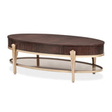 Camellia Field Warm Pecan Oval Cocktail Table - Ornate Home