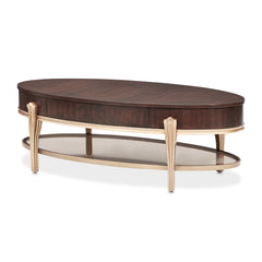 Camellia Field Warm Pecan Oval Cocktail Table - Ornate Home