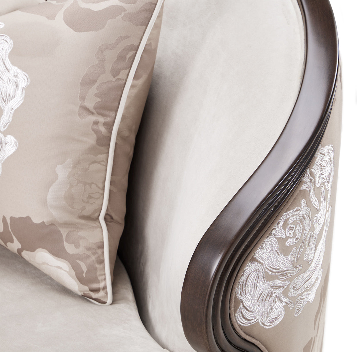Camellia Field Warm Pecan/Porcini Velvet Matching Chair - Ornate Home