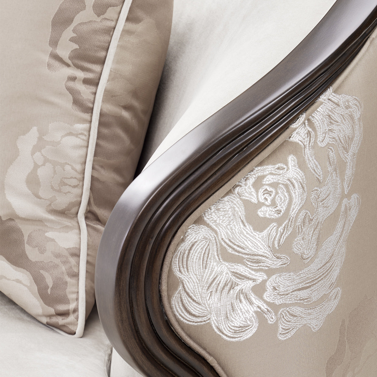 Camellia Field Warm Pecan/Porcini Velvet Matching Chair - Ornate Home