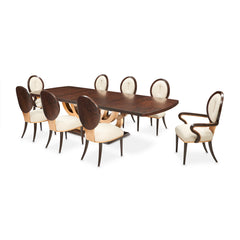 Camellia Field Warm Pecan Rectangular Pedestal Dining Table - Ornate Home