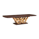 Camellia Field Warm Pecan Rectangular Pedestal Dining Table - Ornate Home