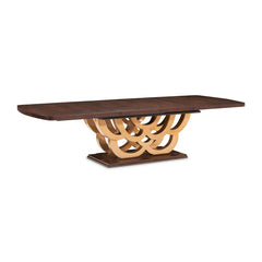 Camellia Field Warm Pecan Rectangular Pedestal Dining Table - Ornate Home