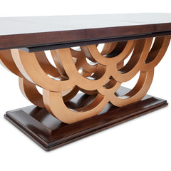 Camellia Field Warm Pecan Rectangular Pedestal Dining Table - Ornate Home