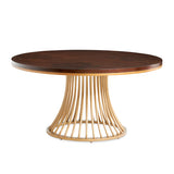 Camellia Field Warm Pecan Round Dining Table - Ornate Home