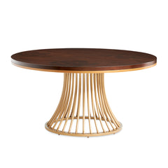 Camellia Field Warm Pecan Round Dining Table - Ornate Home