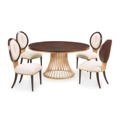 Camellia Field Warm Pecan Round Dining Table - Ornate Home