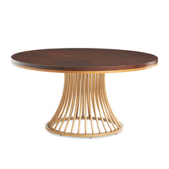 Camellia Field Warm Pecan Round Dining Table - Ornate Home