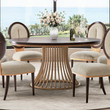 Camellia Field Warm Pecan Round Dining Table - Ornate Home