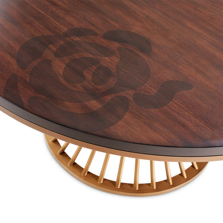 Camellia Field Warm Pecan Round Dining Table - Ornate Home