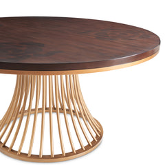Camellia Field Warm Pecan Round Dining Table - Ornate Home