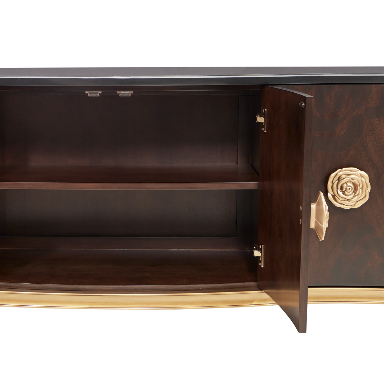 Camellia Field Warm Pecan Sideboard with Mirror - Ornate Home