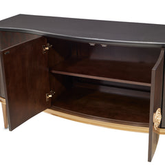 Camellia Field Warm Pecan Sideboard with Mirror - Ornate Home
