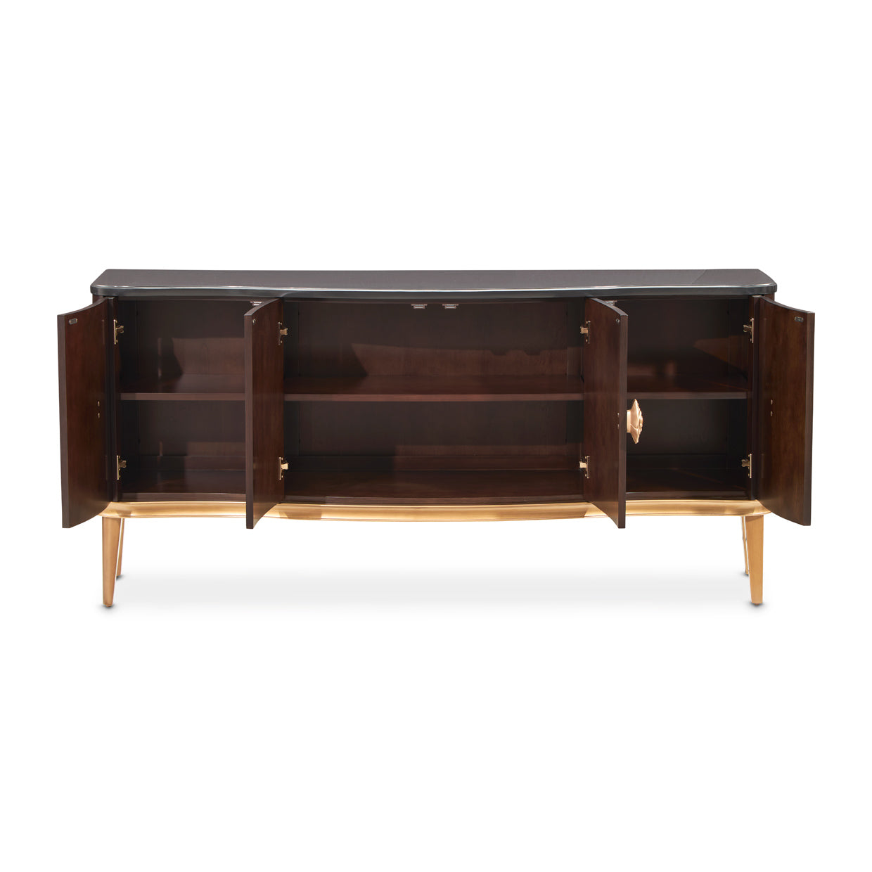 Camellia Field Warm Pecan Sideboard with Mirror - Ornate Home
