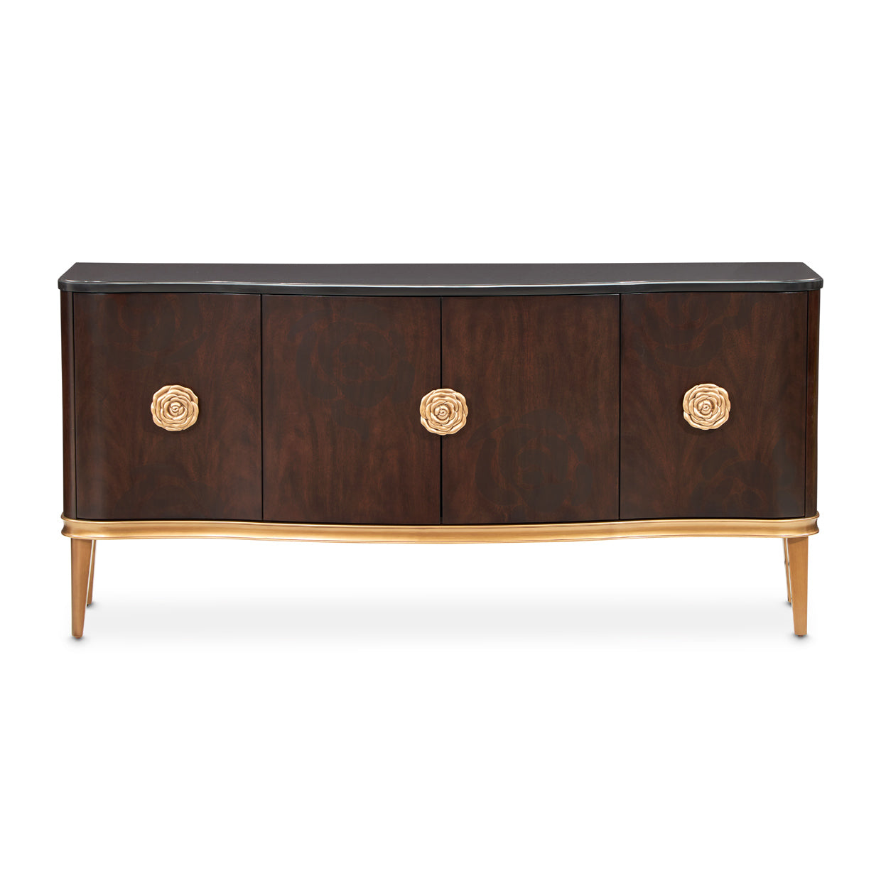 Camellia Field Warm Pecan Sideboard with Mirror - Ornate Home