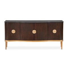 Camellia Field Warm Pecan Sideboard with Mirror - Ornate Home