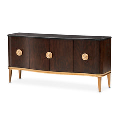 Camellia Field Warm Pecan Sideboard with Mirror - Ornate Home
